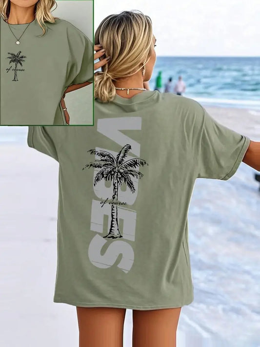Vibes Graphic Oversized Printed Women's T-Shirt Green Color, Unisex
