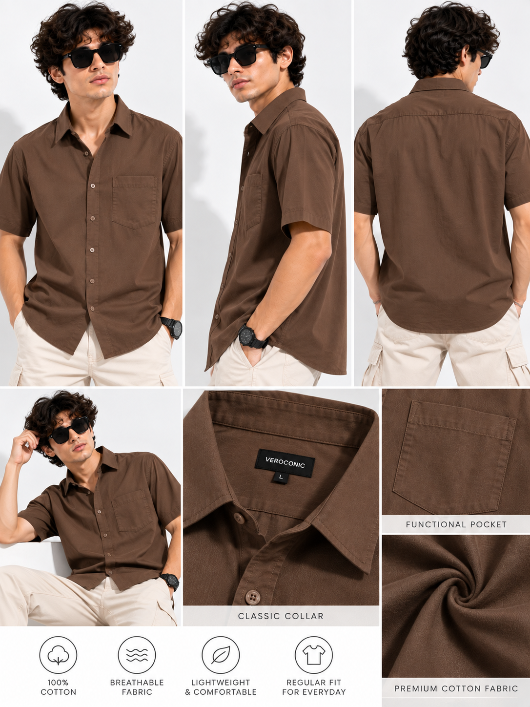 Plain Comfort Fit Cotton Shirt for Men