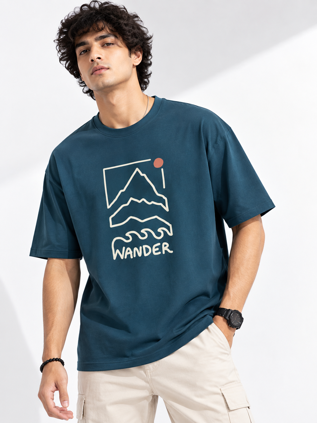 Men Graphic Printed Oversized Cotton T-Shirt