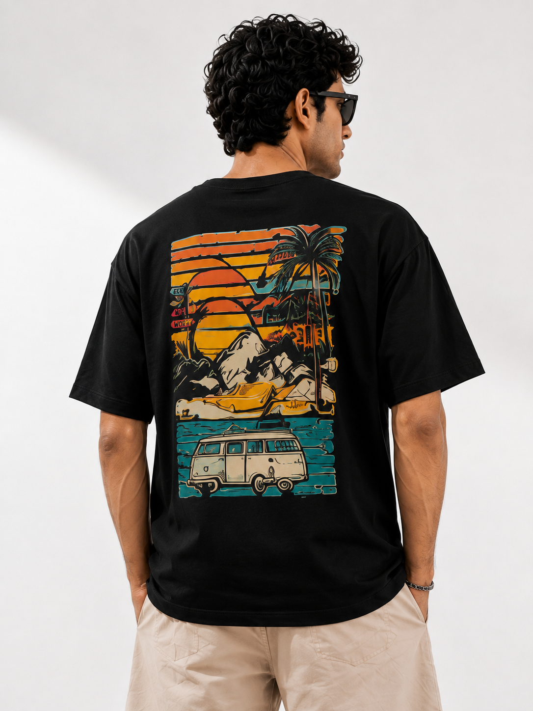 Men Back Graphic Printed Oversized Cotton T-Shirt