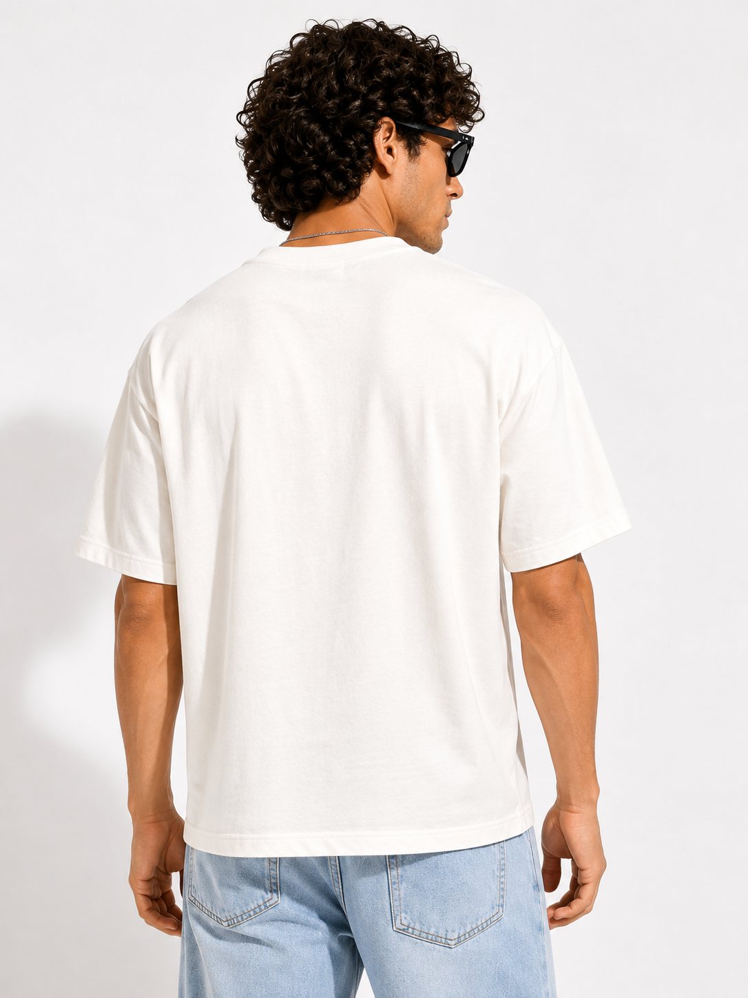 White Typography Printed Oversized Cotton T-Shirt