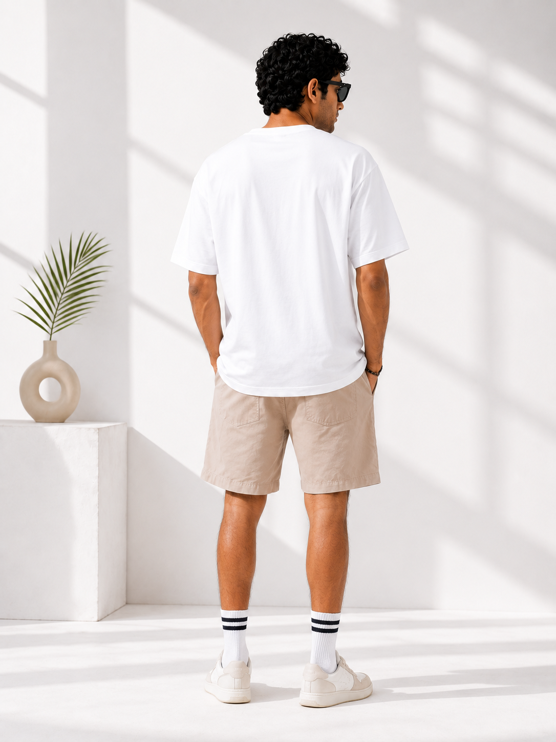 White Typography Printed Oversized Cotton T-Shirt