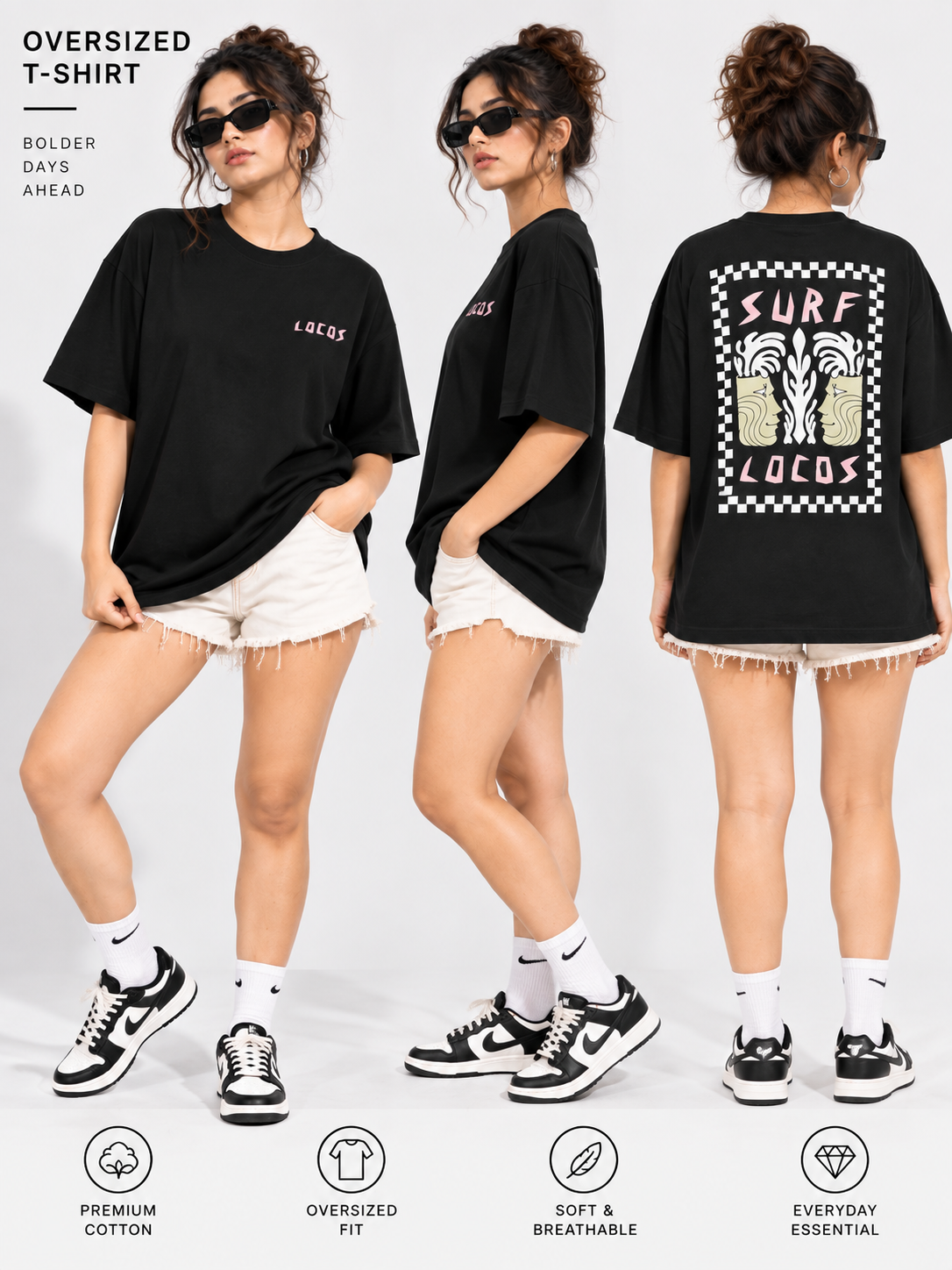Women Black Printed Relaxed fit Cotton T-Shirt