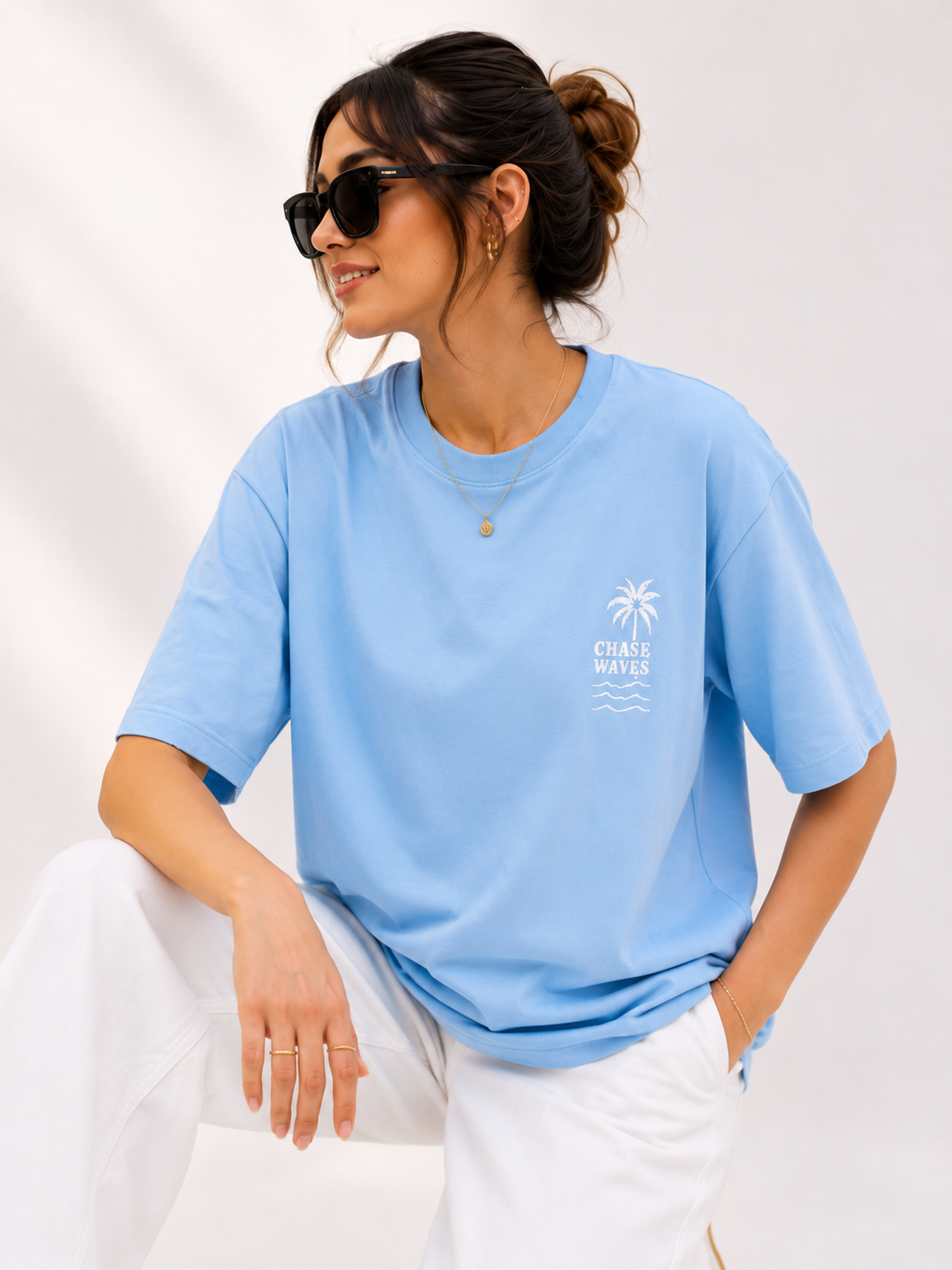 Sky Graphic Printed Oversized Cotton T-Shirt