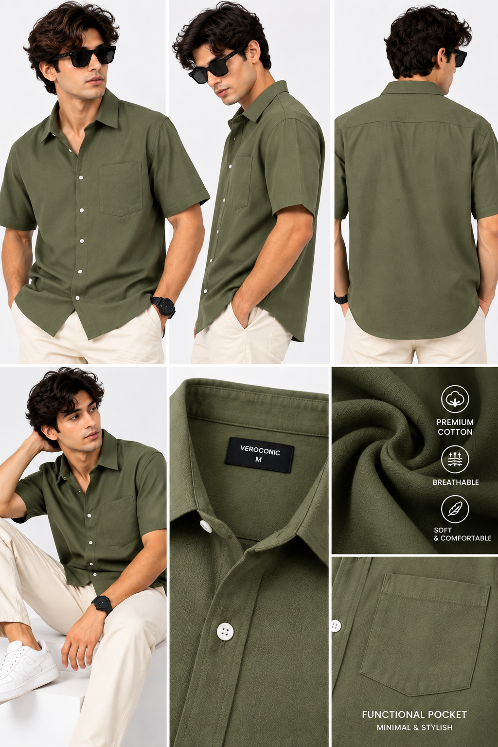 Plain Comfort Fit Cotton Shirt for Men