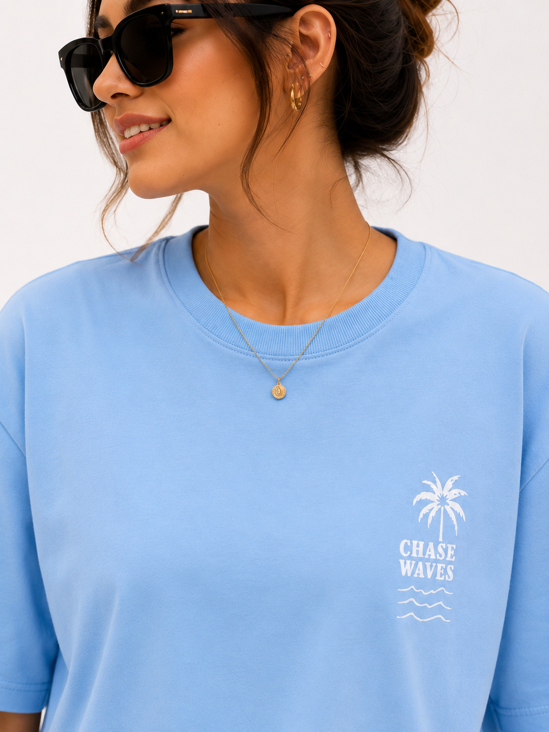 Sky Graphic Printed Oversized Cotton T-Shirt