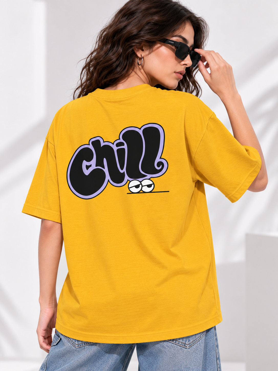 Women Mustard Printed Relaxed fit Cotton T-Shirt