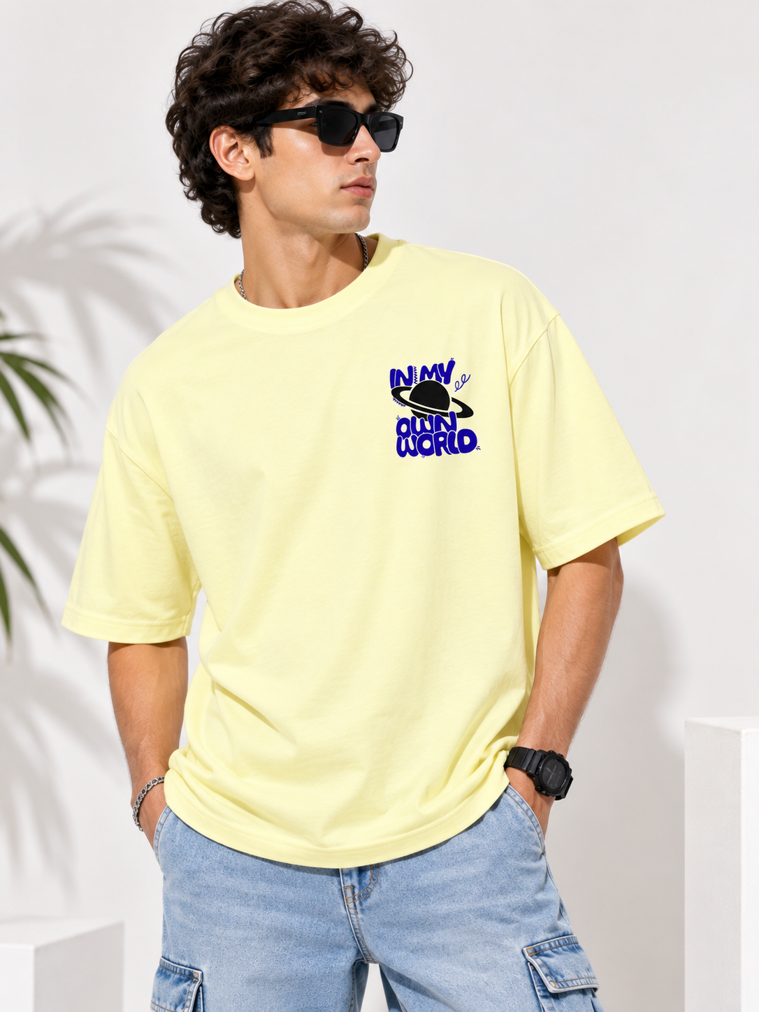 Men Typography Printed Oversized Cotton T-Shirt