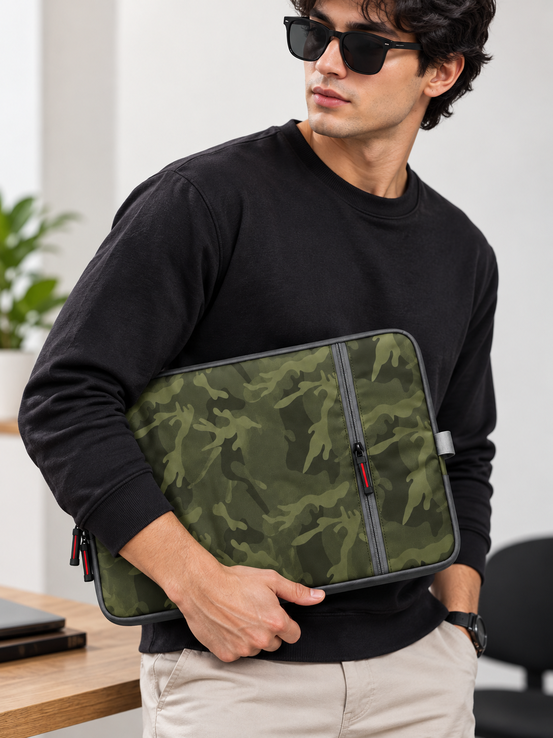 Camouflage Printed Padded Laptop Sleeve | Water Resistant & Anti-Scratch Protective Laptop Case for 13–15.6 Inch Laptops