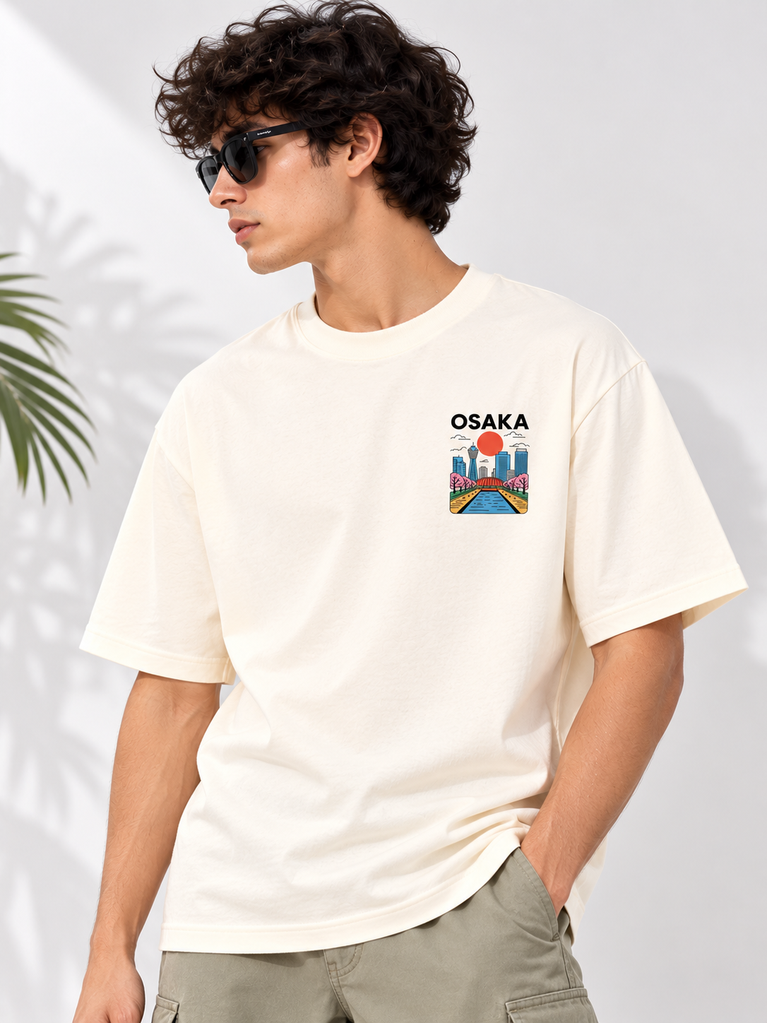 White Typography Printed Oversized Cotton T-Shirt