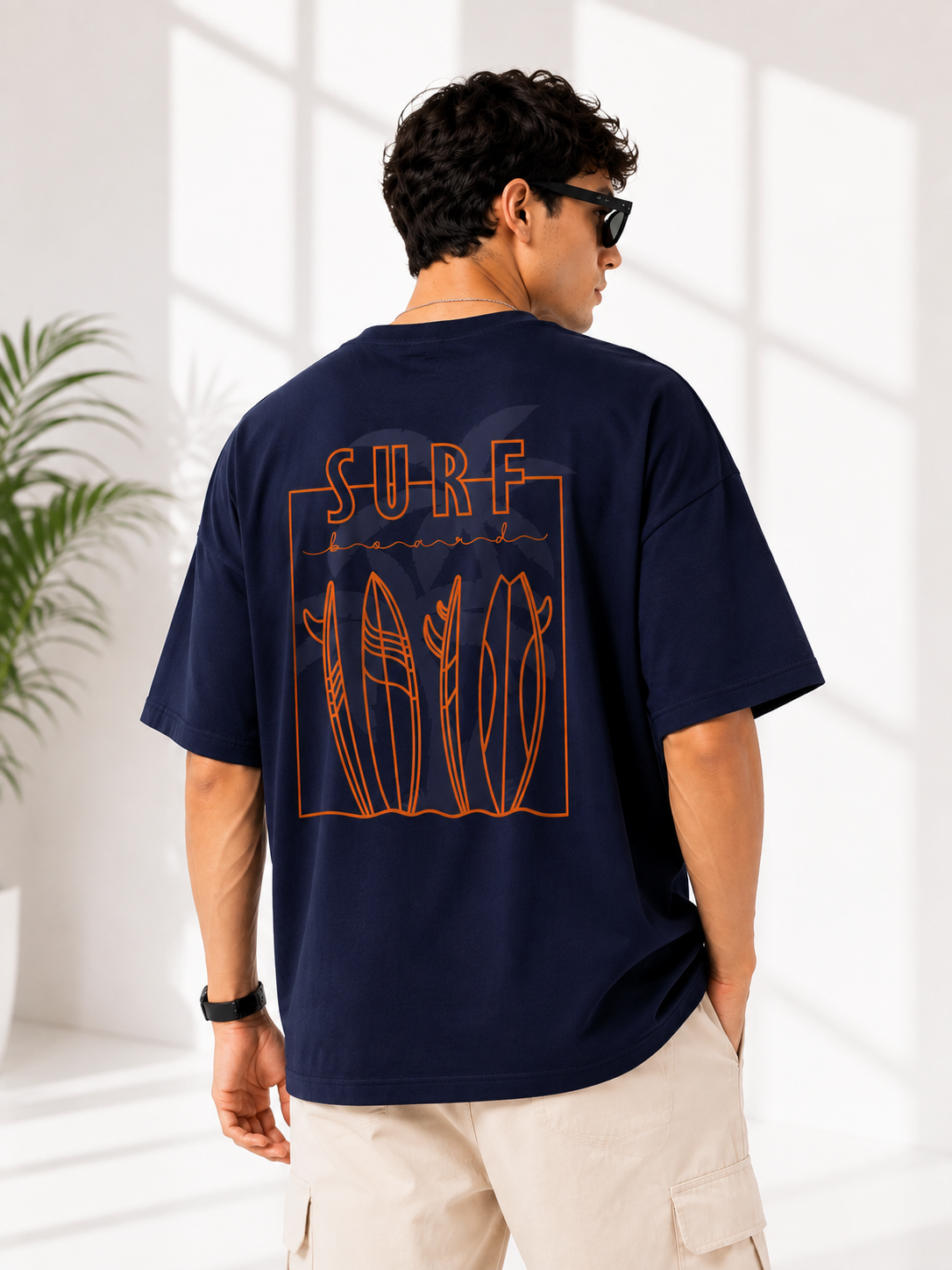 Men Back Graphic Printed Oversized Cotton T-Shirt