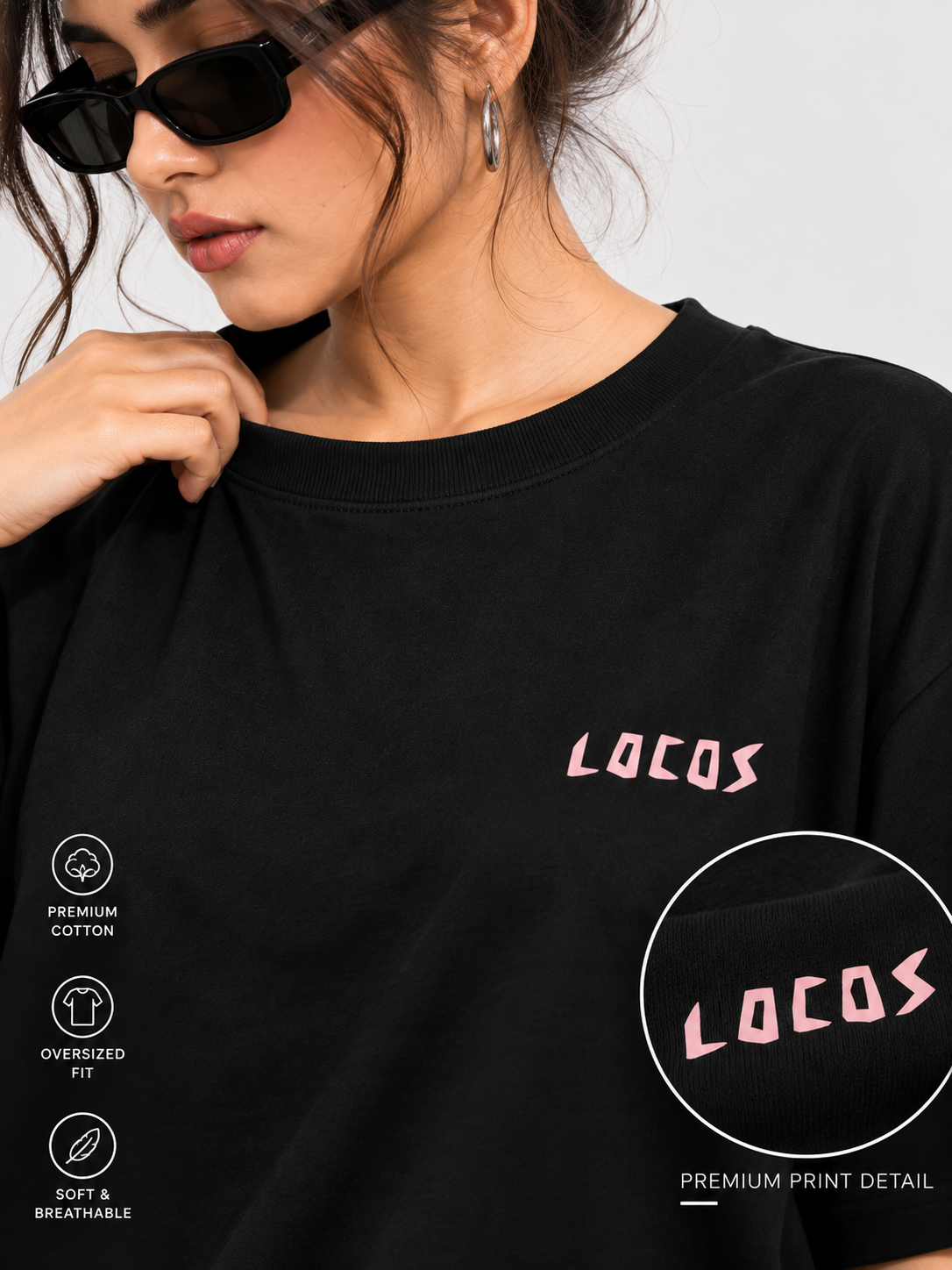 Women Black Printed Relaxed fit Cotton T-Shirt