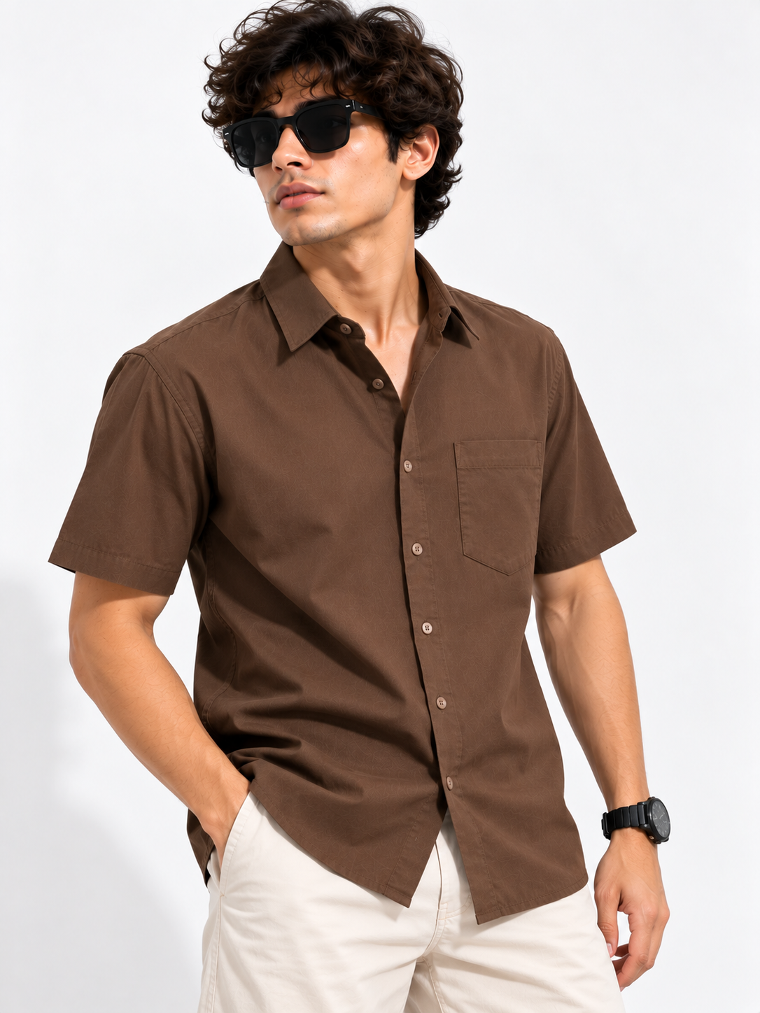 Plain Comfort Fit Cotton Shirt for Men