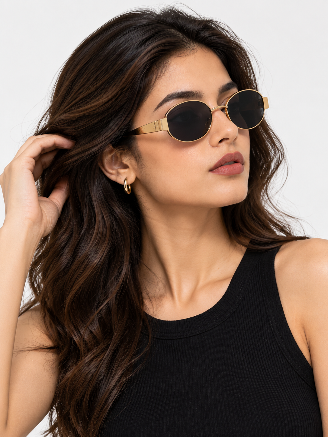 Gold Toned Metal Frame Sunglasses for Women & Men