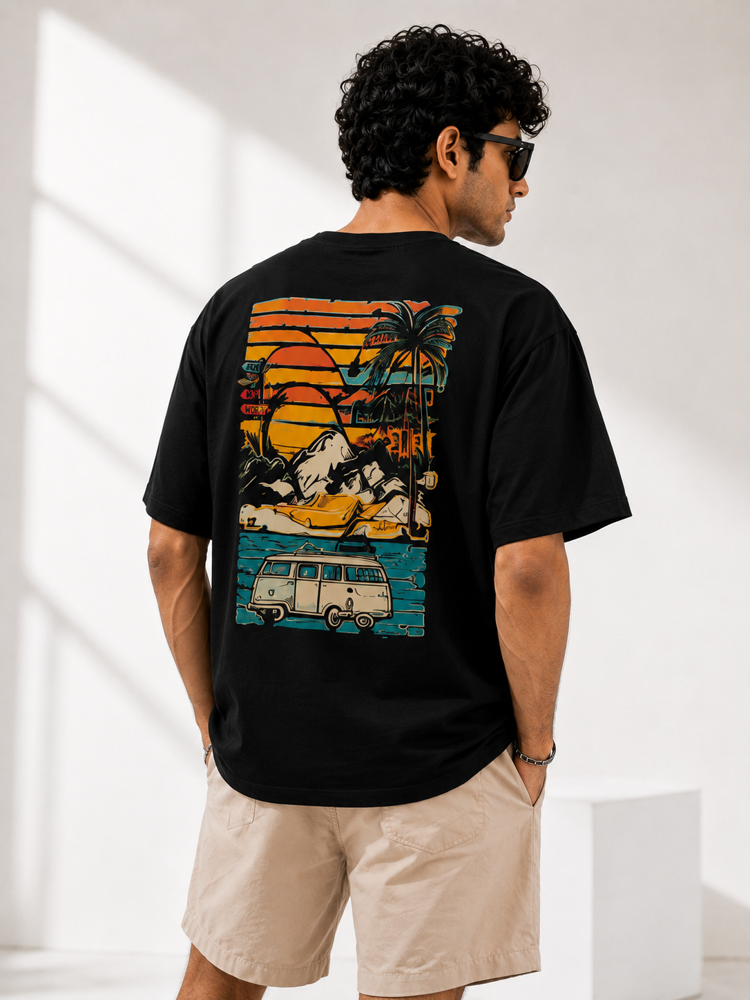Men Back Graphic Printed Oversized Cotton T-Shirt