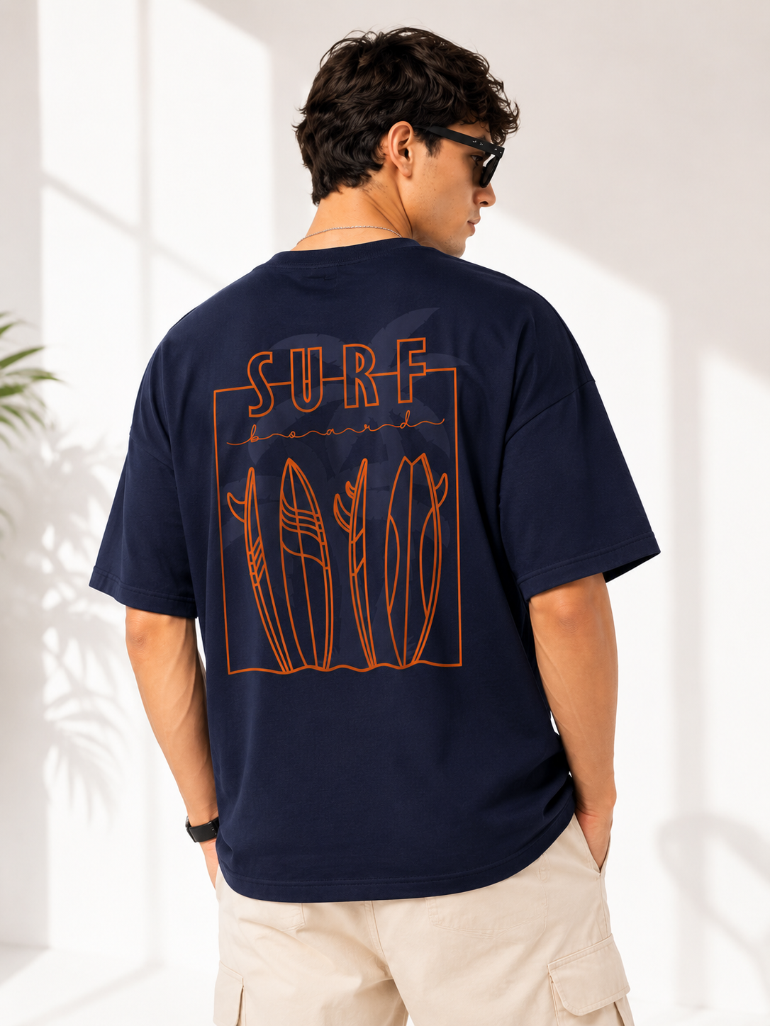 Men Back Graphic Printed Oversized Cotton T-Shirt