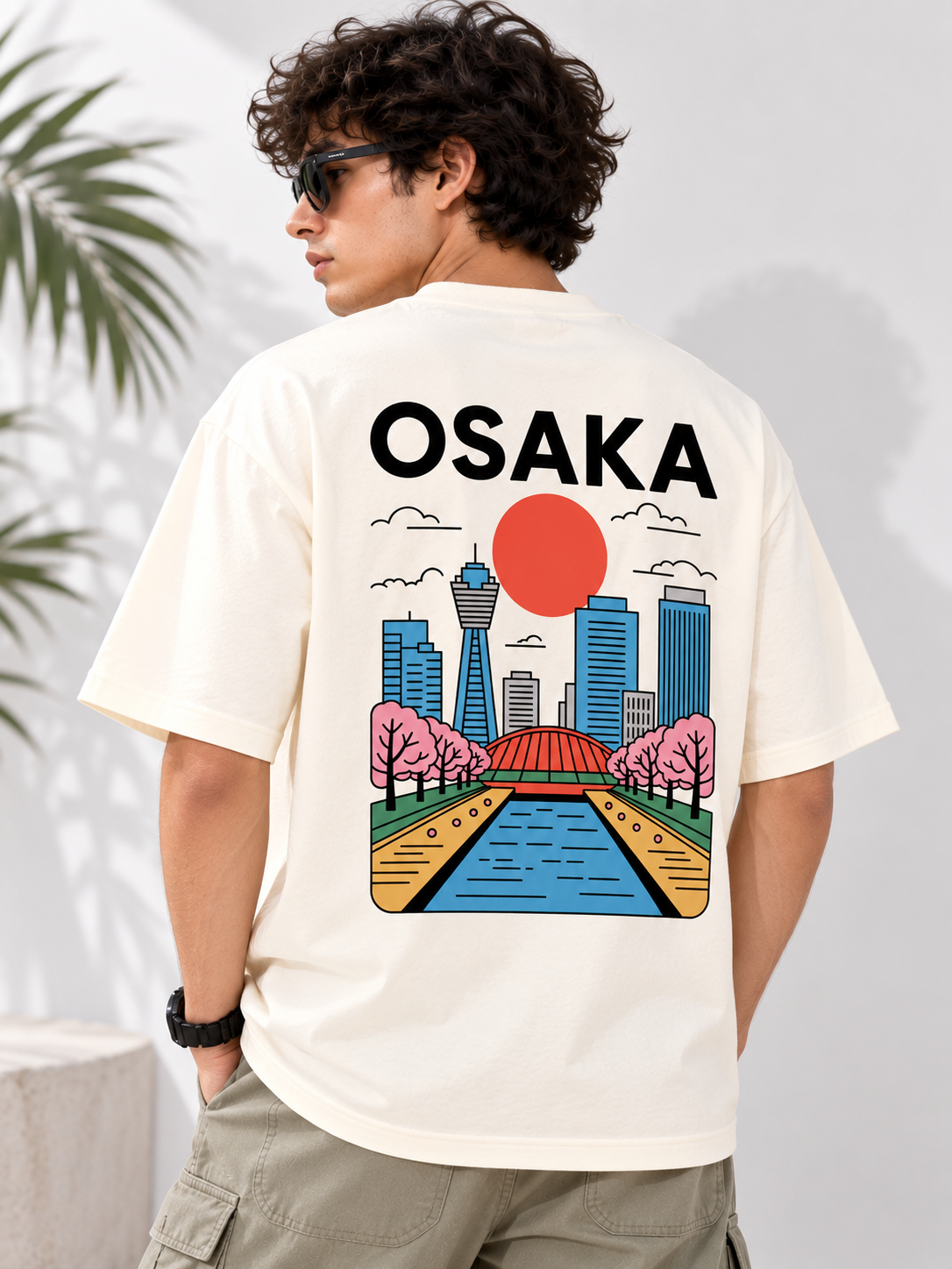 White Typography Printed Oversized Cotton T-Shirt