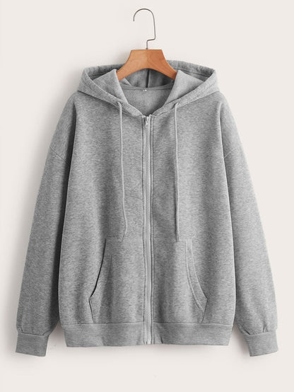 Plain Grey Melange Zipper Women's Sweatshirt Hoodie,  Sweatshirt Hoodie for Men, Unisex Sweatshirt Hoodie