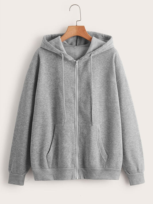 Plain Grey Melange Zipper Women's Sweatshirt Hoodie,  Sweatshirt Hoodie for Men, Unisex Sweatshirt Hoodie