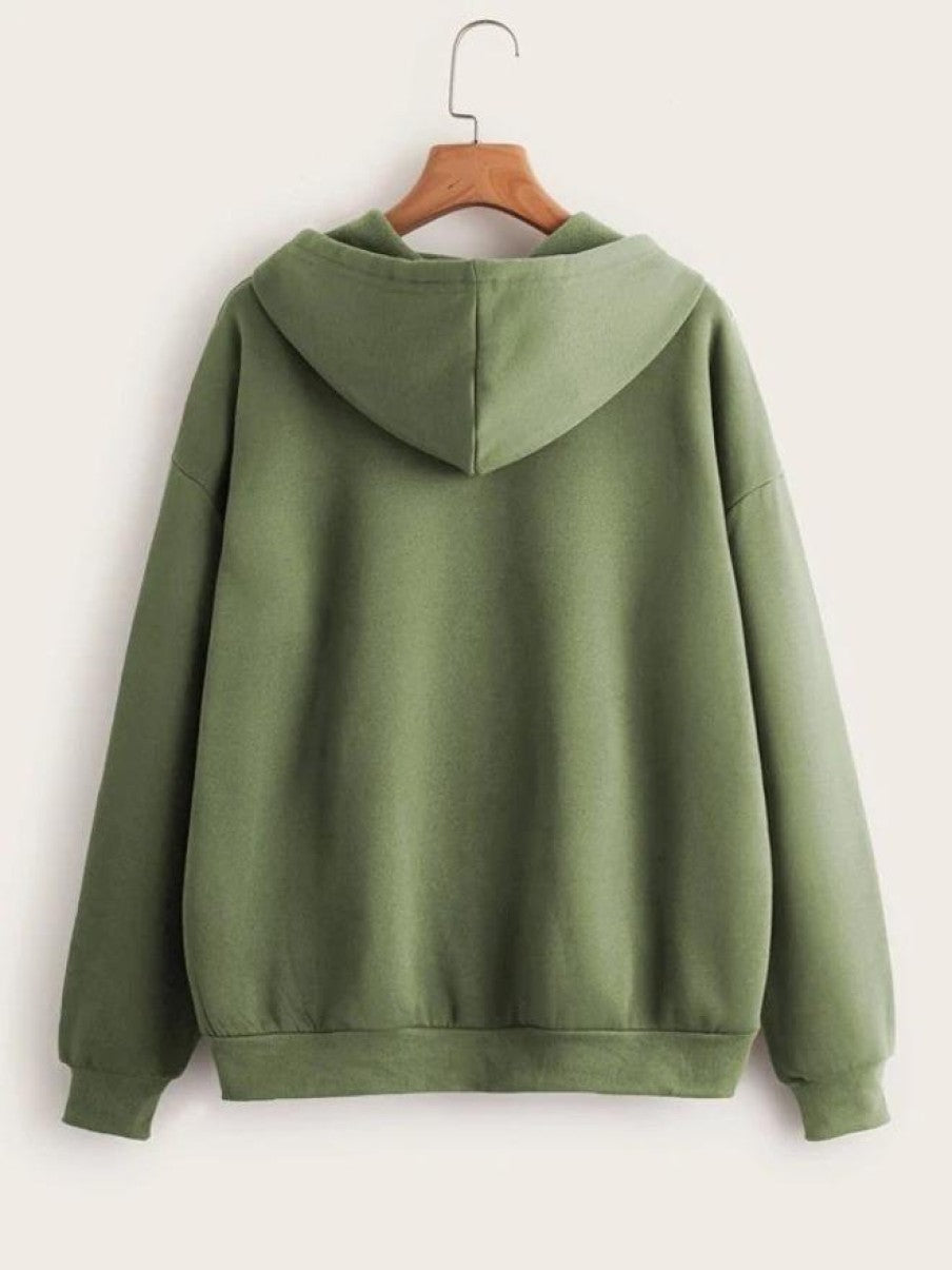 Plain Olive Green Zipper Women's Sweatshirt Hoodie,  Sweatshirt Hoodie for Men, Unisex Sweatshirt Hoodie