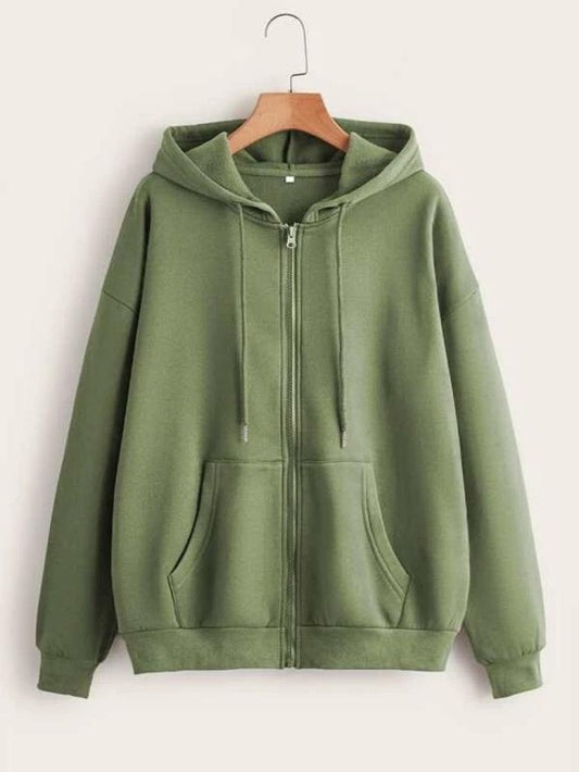 Plain Olive Green Zipper Women's Sweatshirt Hoodie,  Sweatshirt Hoodie for Men, Unisex Sweatshirt Hoodie